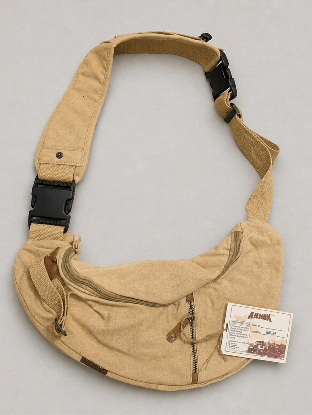 Canvas Sling Bag in Tan - Comfortable Crossbody Carry